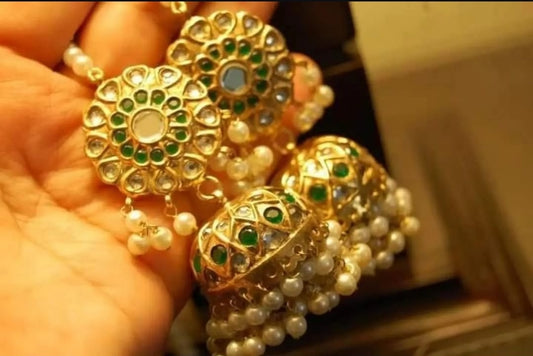 TRADITIONAL GREEN & KUNDAN JHUMKAS