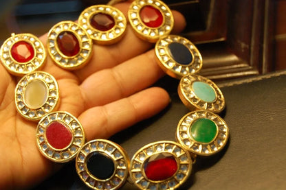 MULTI JEWELLED NECKLACE SET WITH KUNDAN