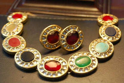 MULTI JEWELLED NECKLACE SET WITH KUNDAN