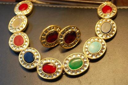 MULTI JEWELLED NECKLACE SET WITH KUNDAN