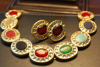 MULTI JEWELLED NECKLACE SET WITH KUNDAN