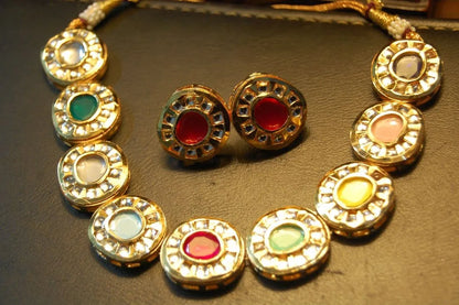 MULTI JEWELLED NECKLACE SET WITH KUNDAN