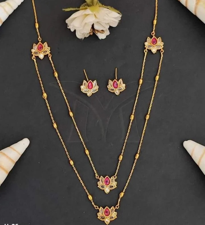 DELICATE DOUBLE CHAIN LOTUS SET