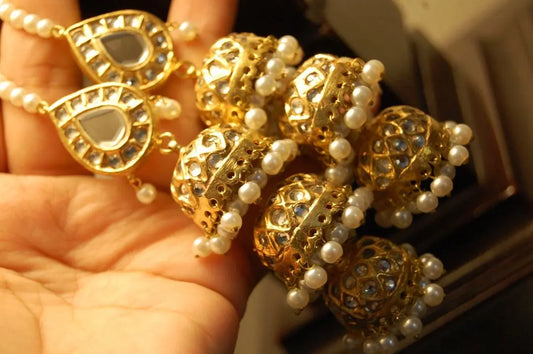 THREE LAYERED KUNDAN JHUMKAS