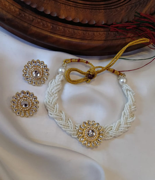 FLORAL PEARL & KUNDAN CHOKER SET