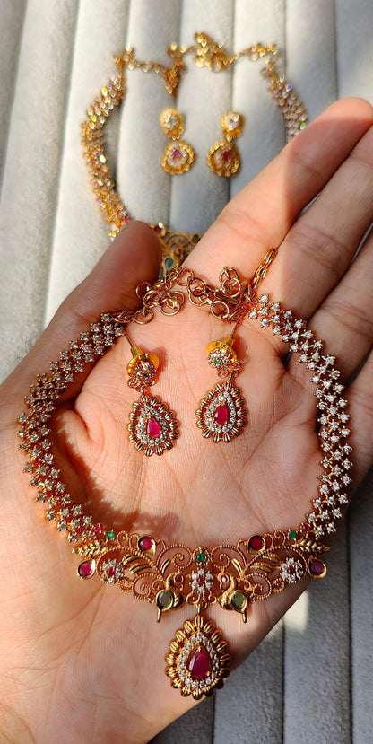 ELEGANT SOUTH INDIAN NECKLACE SET