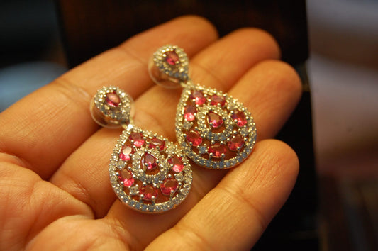 PINKISH RED ZIRCON EARRINGS