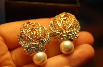 CHAMPAGNE FLORAL & ZIRCON EARRINGS