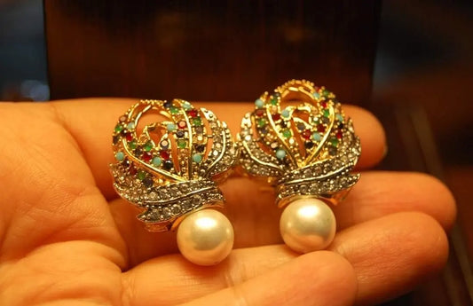 MULTI STONE FLORAL & ZIRCON EARRINGS