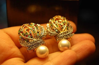 MULTI STONE FLORAL & ZIRCON EARRINGS