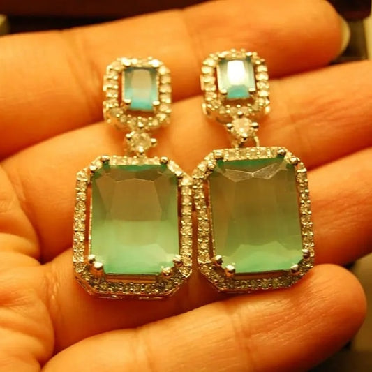 JADE GREEN ZIRCON EARRINGS