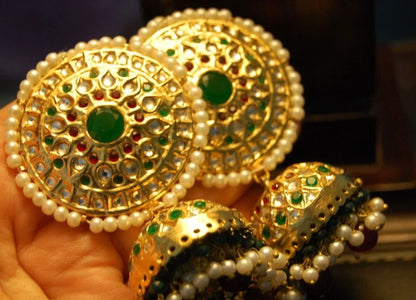 LARGE JHUMKAS IN MULTI STONES
