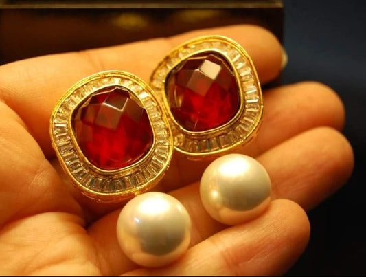 RED PEARL EARRINGS
