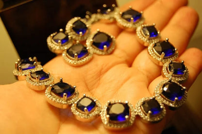 SAPPHIRE BLUE & ZIRCON NECKLACE SET