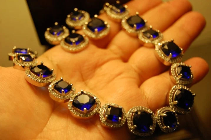 SAPPHIRE BLUE & ZIRCON NECKLACE SET