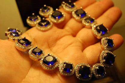 SAPPHIRE BLUE & ZIRCON NECKLACE SET