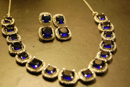 SAPPHIRE BLUE & ZIRCON NECKLACE SET