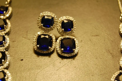 SAPPHIRE BLUE & ZIRCON NECKLACE SET