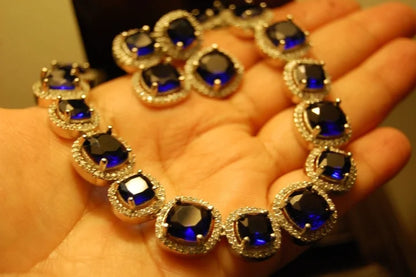 SAPPHIRE BLUE & ZIRCON NECKLACE SET