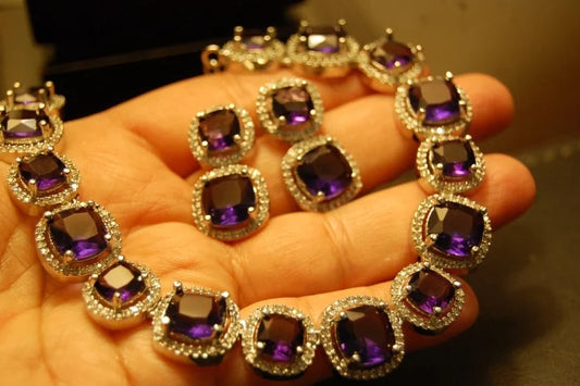 PURPLE & ZIRCON NECKLACE SET