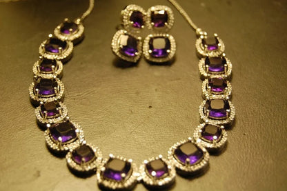 PURPLE & ZIRCON NECKLACE SET