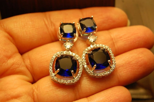 SAPPHIRE BLUE ZIRCON EARRINGS