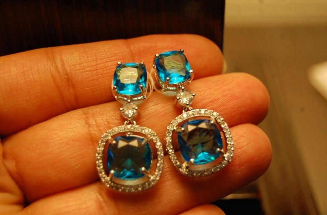TURQUOISE ZIRCON EARRINGS