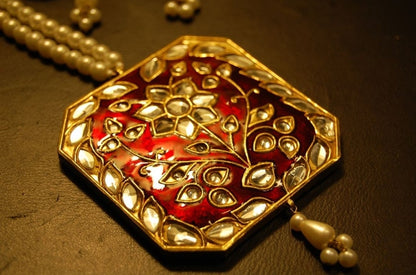 MALA SET IN RED MEENA & KUNDAN