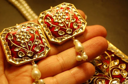 MALA SET IN RED MEENA & KUNDAN