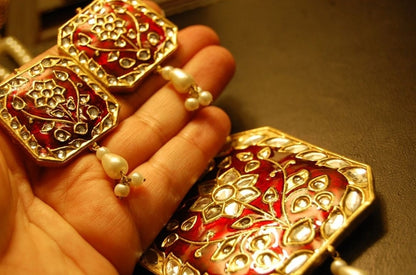 MALA SET IN RED MEENA & KUNDAN