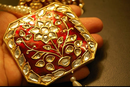 MALA SET IN RED MEENA & KUNDAN
