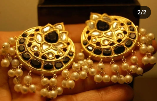 BLACK & KUNDAN EARRINGS
