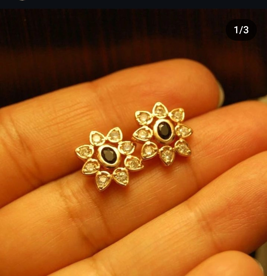 TINY EARRINGS IN BLACK & ZIRCONS
