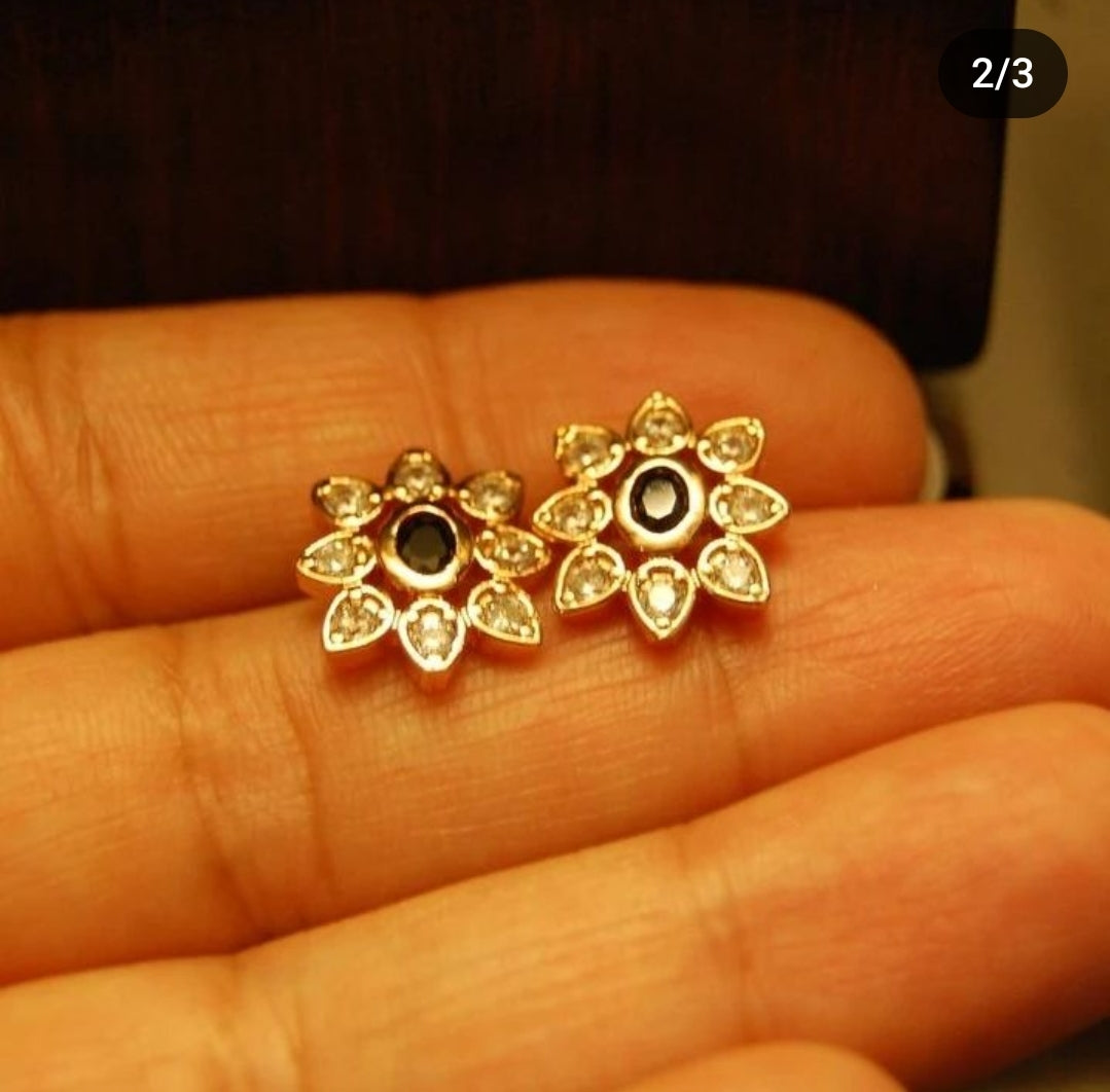 TINY EARRINGS IN BLACK & ZIRCONS