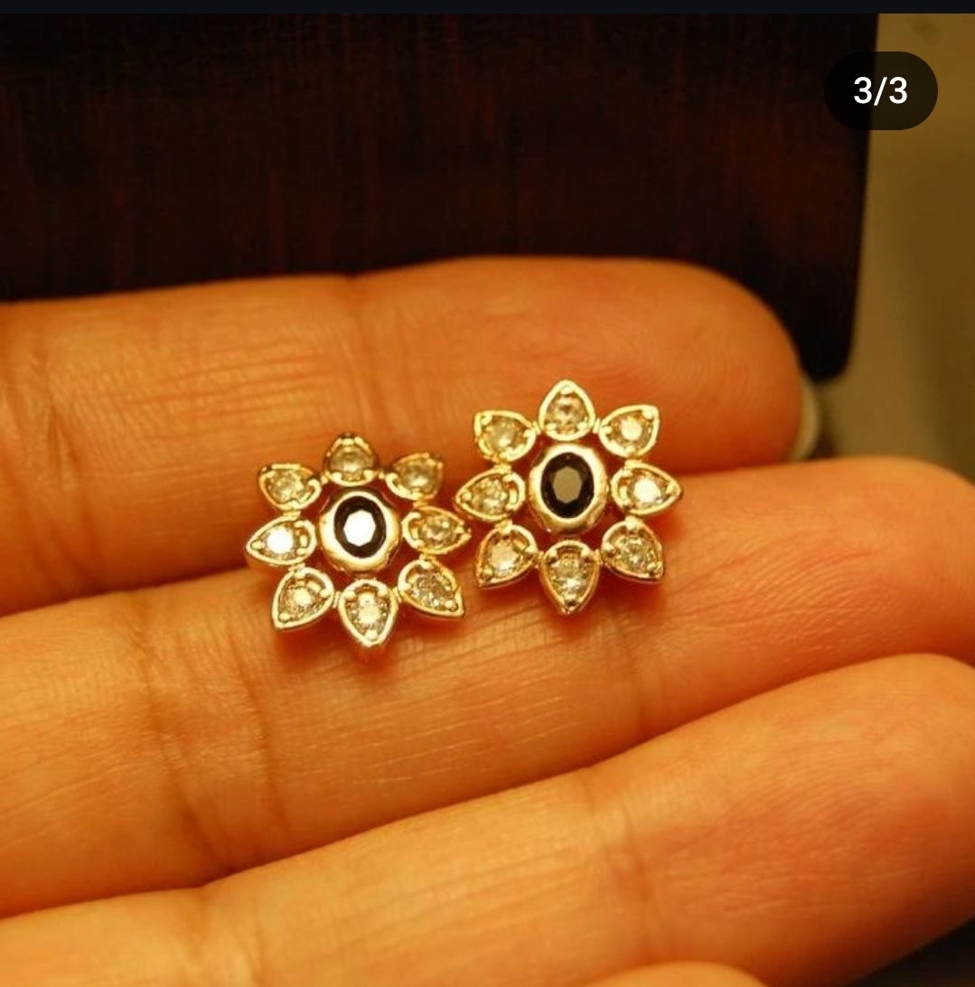 TINY EARRINGS IN BLACK & ZIRCONS