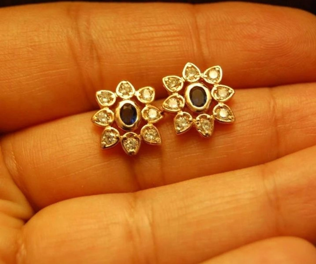 TINY EARRINGS IN BLUE & ZIRCONS