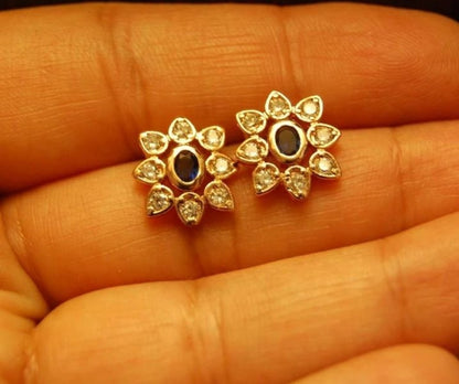 TINY EARRINGS IN BLUE & ZIRCONS