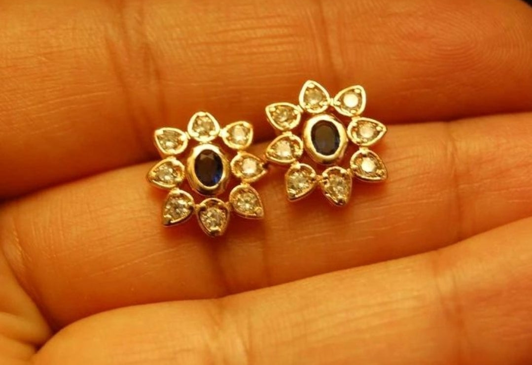 TINY EARRINGS IN BLUE & ZIRCONS