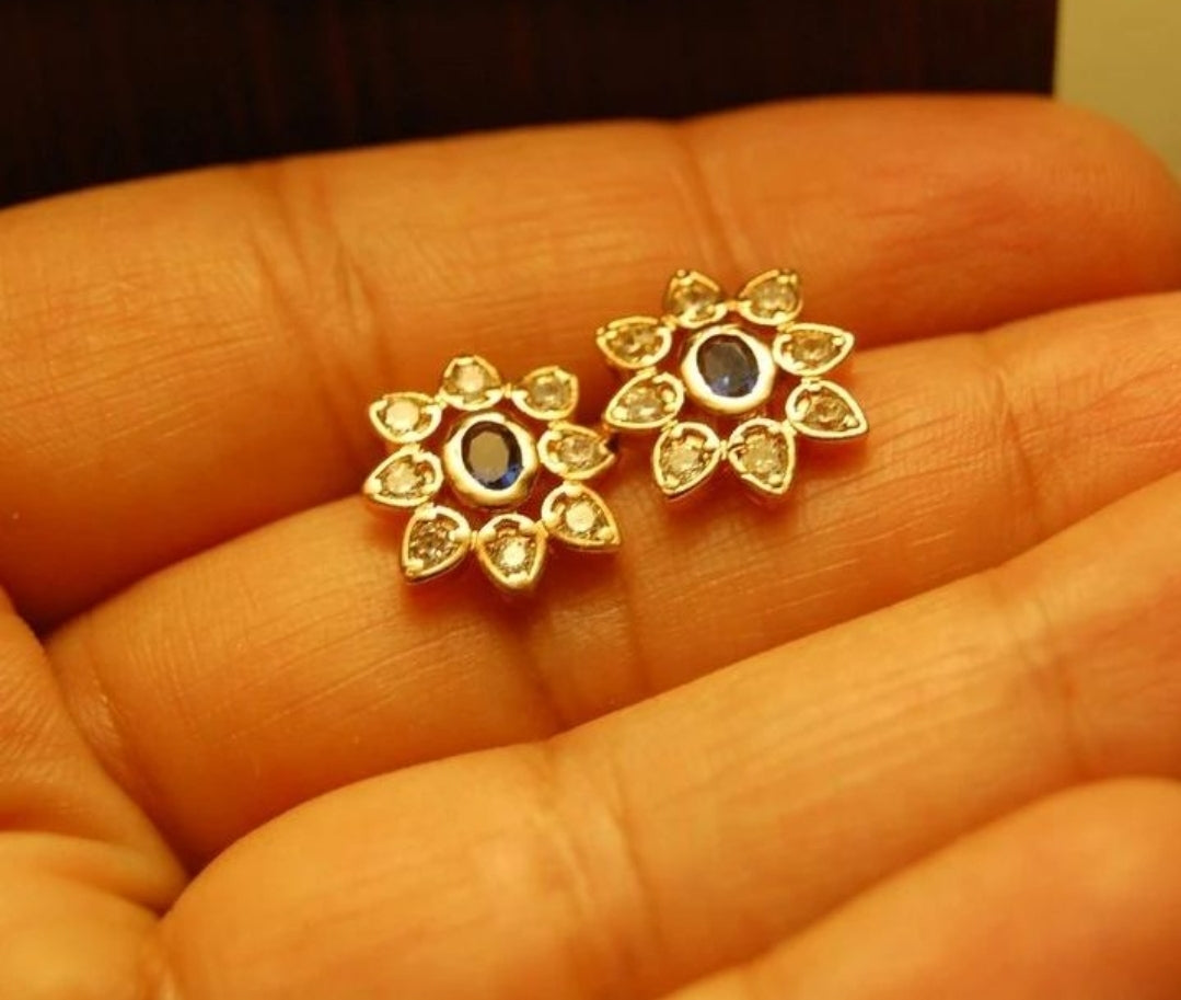 TINY EARRINGS IN BLUE & ZIRCONS