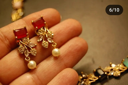MULTI STONE & ZIRCON DELICATE NECKLACE SET