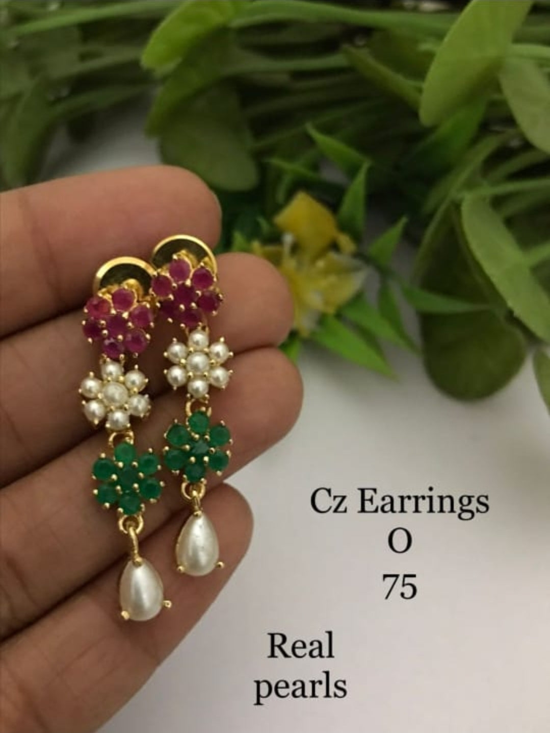MULTI STONE FLORAL EARRINGS