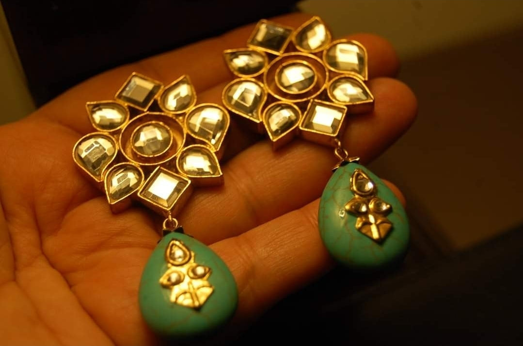 KUNDAN & FEROZA EARRING