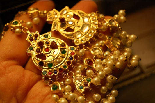 NAURATAN & KUNDAN DOUBLE SIDED EARRINGS