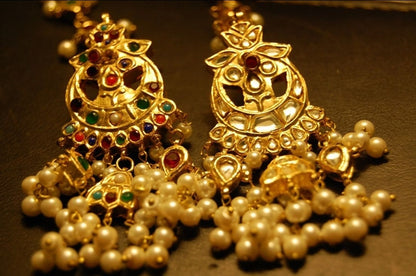 NAURATAN & KUNDAN DOUBLE SIDED EARRINGS