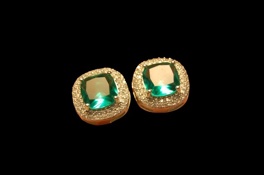 AMERICAN DIAMONDS & SEA GREEN STUDS