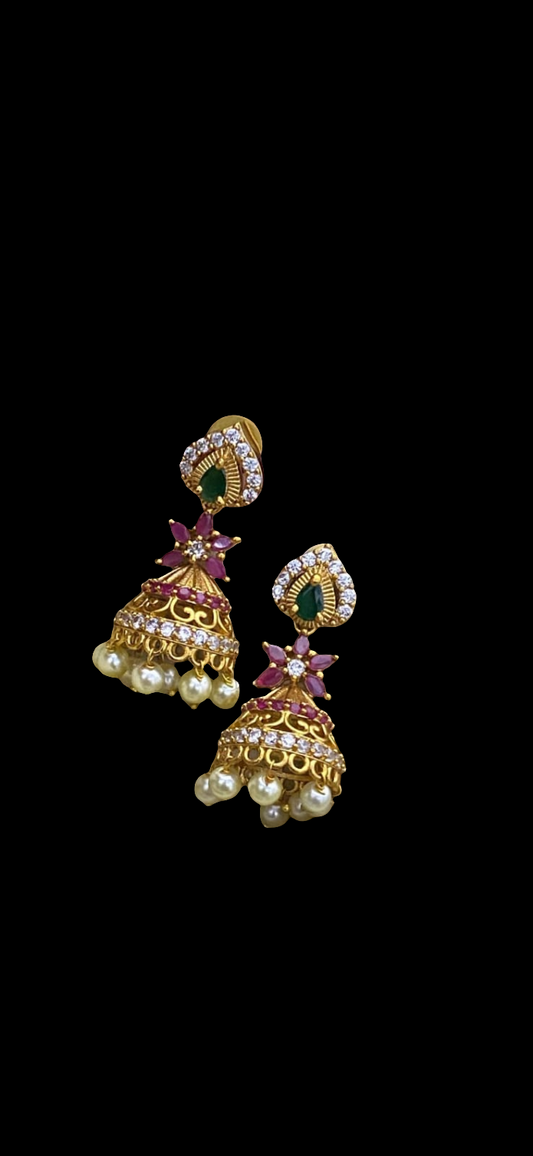 RED & GREEN SOUTH INDIAN JHUMKAS