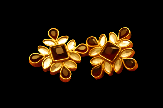 KUNDAN & RED EARRINGS