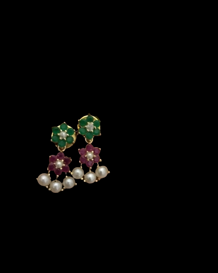 MULTI STONE FLORAL EARRINGS