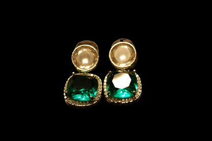 AMERICAN DIAMOND EARRINGS IN SEA GREEN