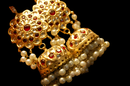 KUNDAN & RED JHUMKAS